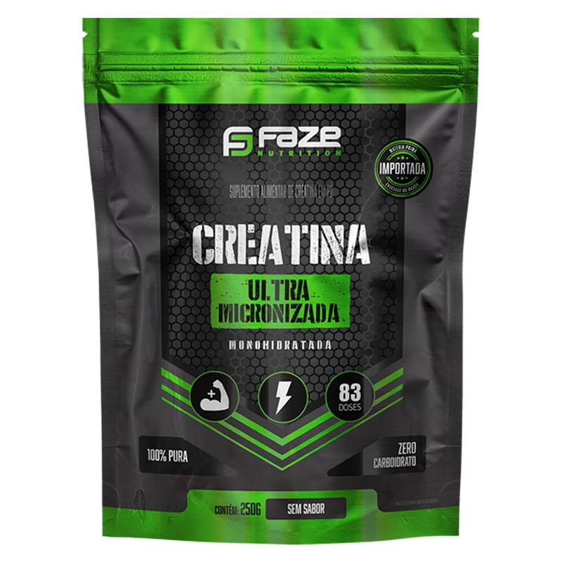 Creatina Monohidratada 100% Pura 250g Faze Nutrition + Coqueteleira 600ML(Brinde)